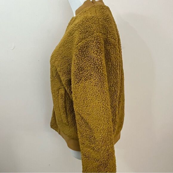 J Crew Mercantile Goldenrod Teddy Bomber Jacket M - Picture 6 of 7